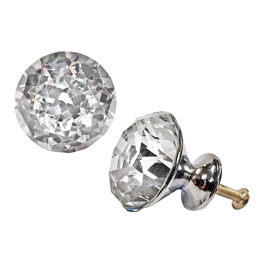 Princess Diamond  Knob, White Gls,S