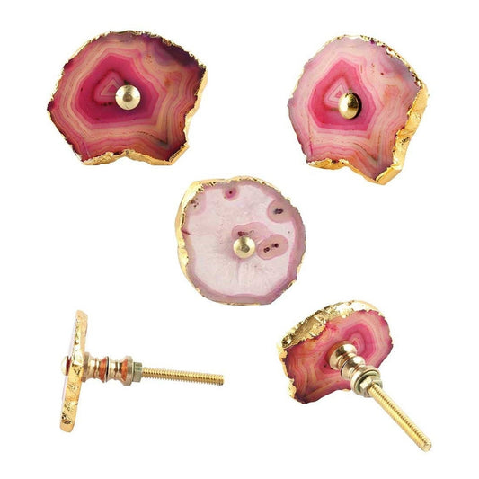 Bouton en pierre d'agate rose, boutons uniques pour armoires, tiroirs et portes