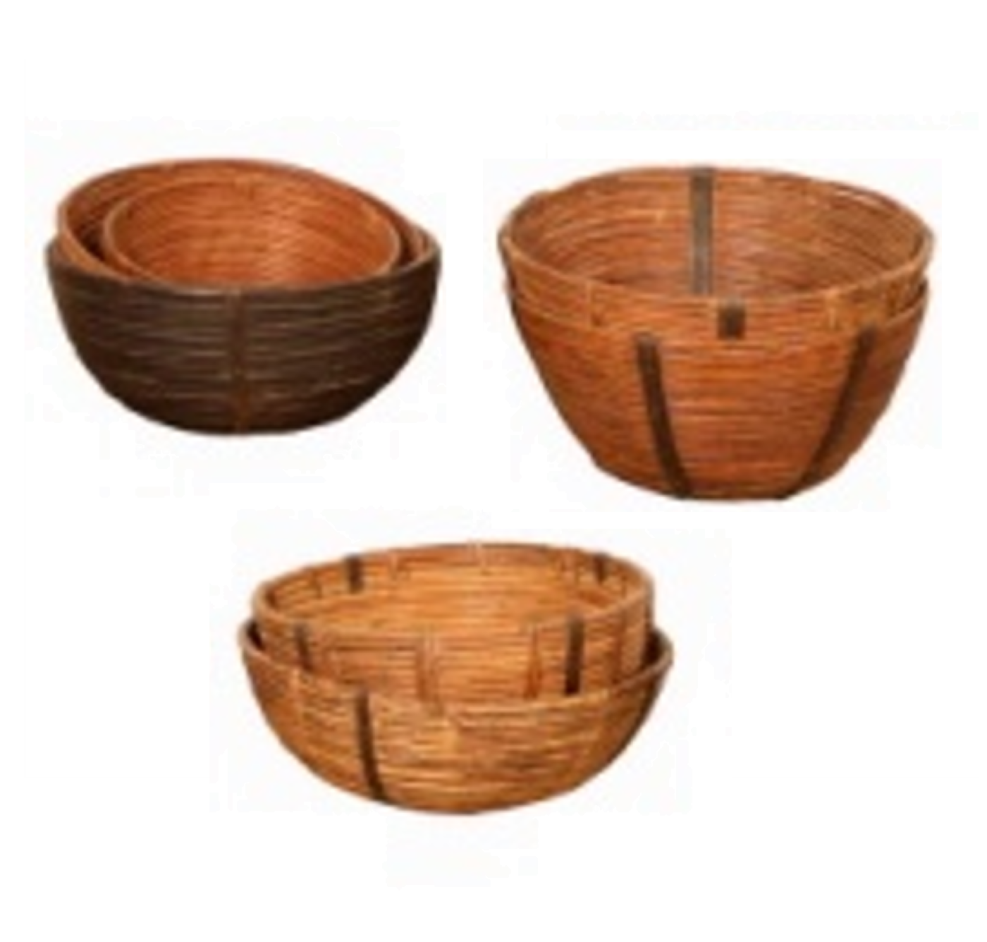 Old Bamboo Fruit Baskets, Dia 20 in