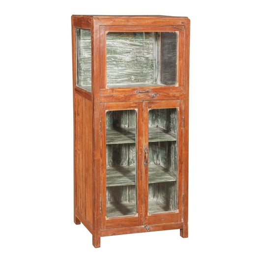 Wooden Cabinet With Glass, Height: 56 in