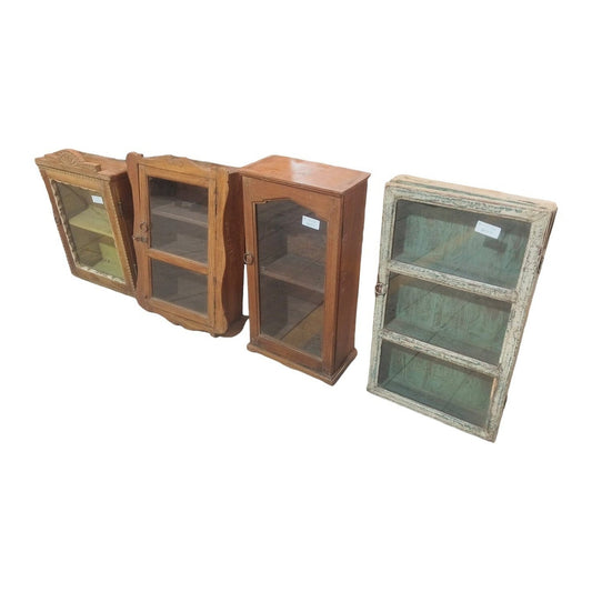 Wooden Wall Cabinet With Glass **Assorted, Size May Vary**