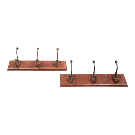 Nb-002503 Vintage Wooden Hook Board W/3 Hooks