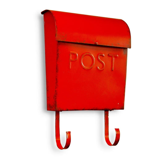 Boîte Aux Lettres Euro Rouge Rustique Avec POSTE