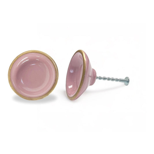 Bouton en céramique rose, boutons vintage pour armoires, portes et meubles