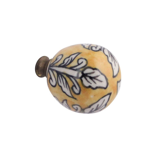 Bouton en céramique antique, boutons vintage pour armoires, tiroirs et portes, jaune