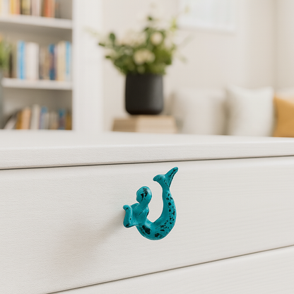 Bouton de sirène en métal, boutons nautiques pour armoires, tiroirs et meubles, turquoise en détresse