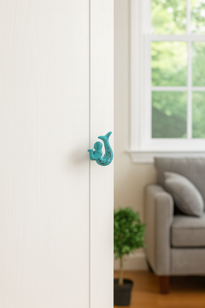 Bouton de sirène en métal, boutons nautiques pour armoires, tiroirs et meubles, turquoise en détresse