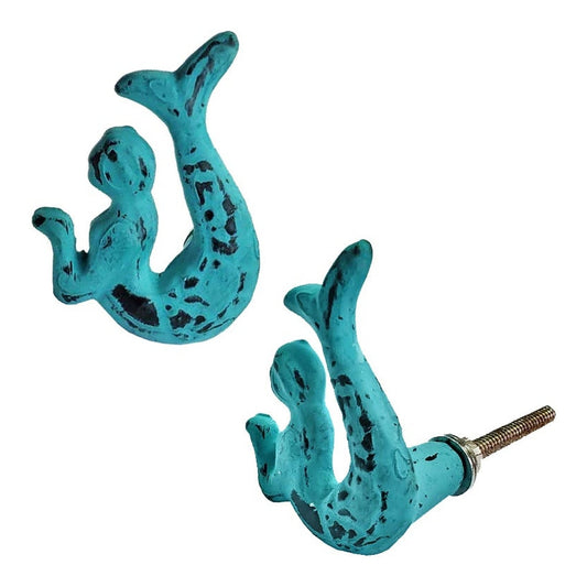 Bouton de sirène en métal, boutons nautiques pour armoires, tiroirs et meubles, turquoise en détresse