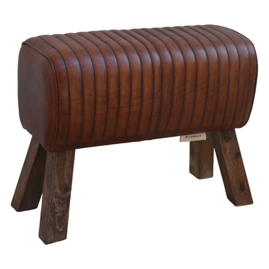 Reeded Wooden Seat Stool