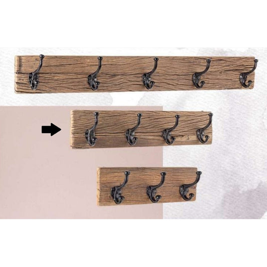 Locarno 4 Hook Wall Rack, Wood, Black