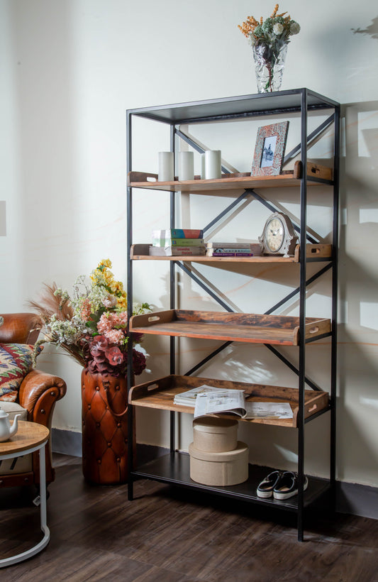 Iron Wooden Bookshelf
