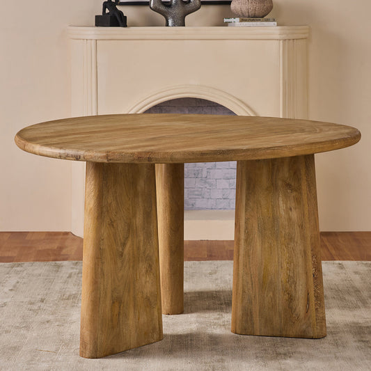 Contemporary Natural Wood Dining Table, Limewash
