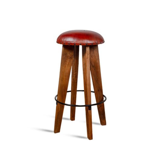 Wooden Figaro Leather Bar Stool