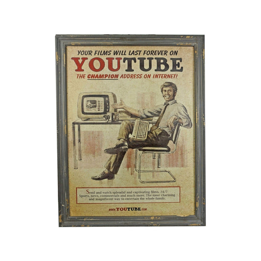 "Cadre d'affiche vintage YOUTUBE, 30 % de réduction"