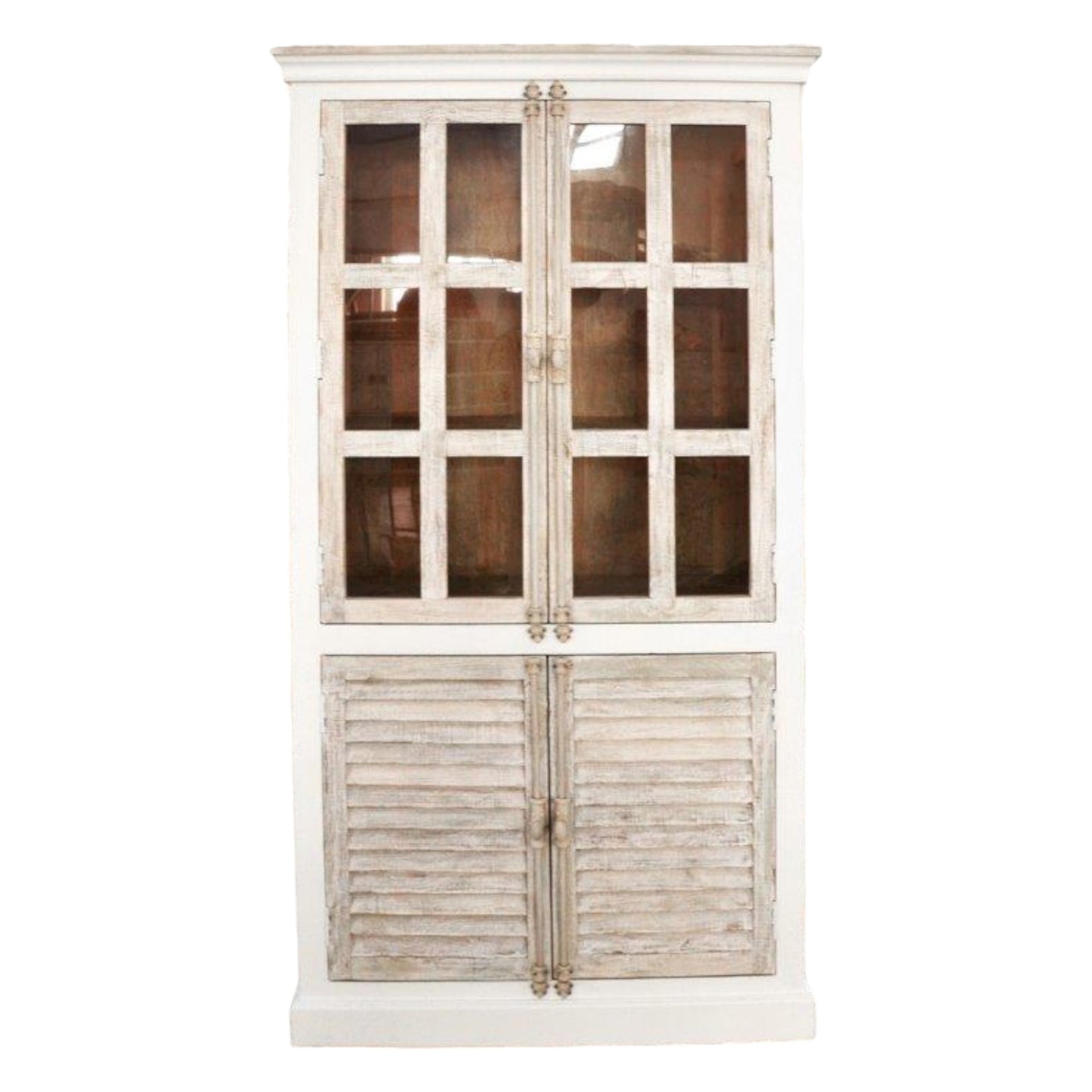 "78.8"" Haut Meuble en Bois, Blanc Antique"