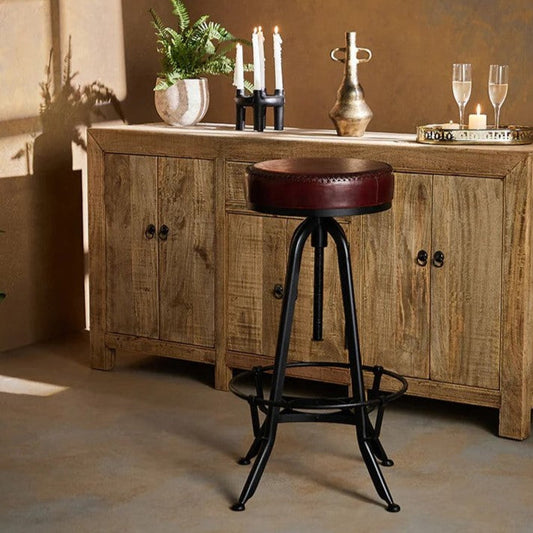 "Tabouret De Bar Industriel, Cuir"