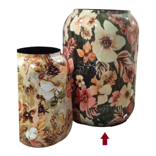 Enamel Vas, Black & Pink Floral, Large