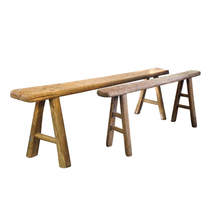 Banc en bois maigre antique, banc vintage pour la décoration de la maison et du jardin, 45-55 pouces