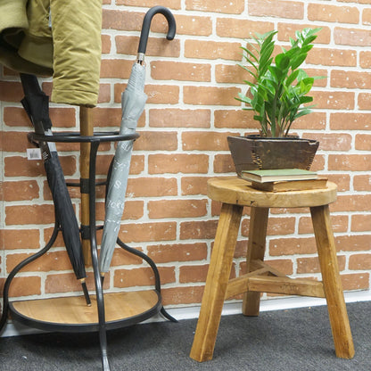 "Tabouret En Bois D'Orme Recyclé, Rond"