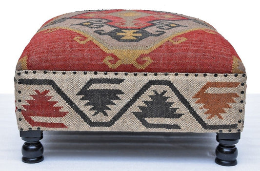 "Tapis Kilim Pouf Carré, Multicolore"