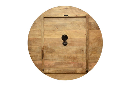 "Horloge Ronde En Bois Vieilli De 4 Pieds, Grande, Noir Antqiue"