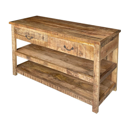 Table console en bois avec 2 tiroirs