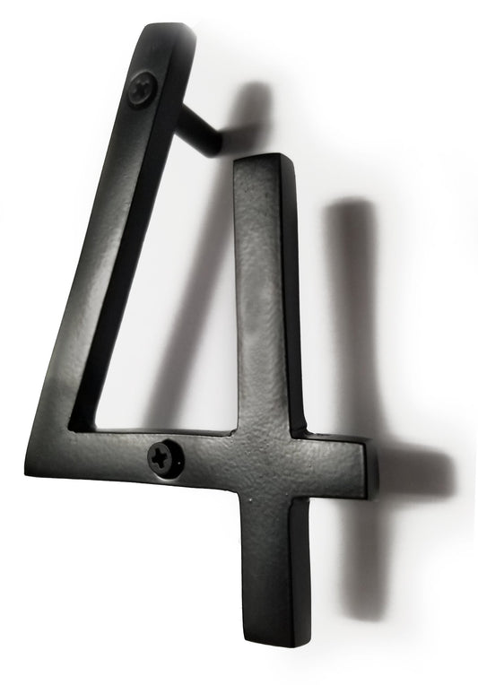 Numéro d'adresse de maison d'ombre à montage flottant, #4, noir, aluminium, 6 pouces