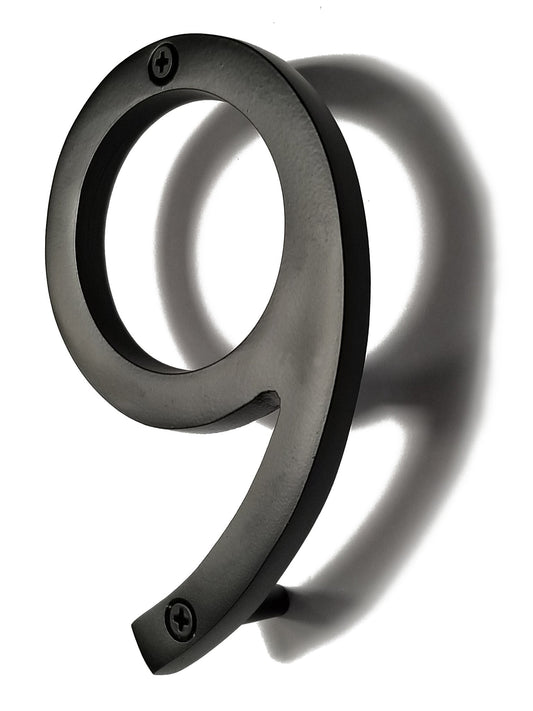 Numéro d'adresse de maison d'ombre à montage flottant, #9, noir, aluminium, 6 pouces