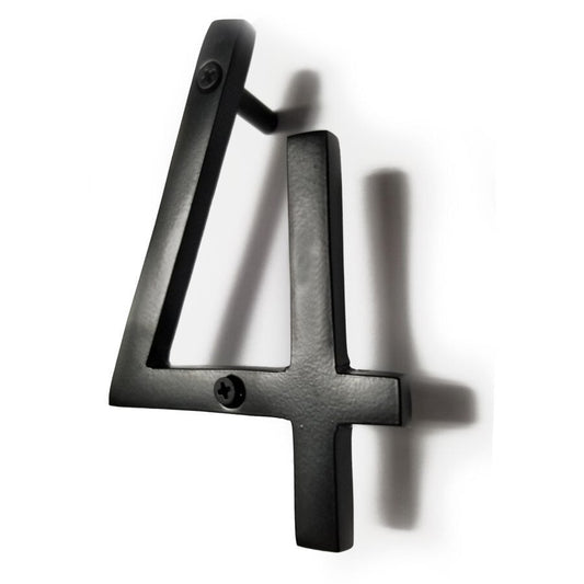 Numéro d'adresse de maison d'ombre à montage flottant, #4, noir, aluminium, 8 pouces