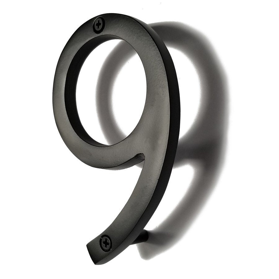 Black Aluminum Number 9, 8 inch