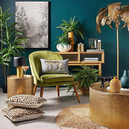 Sigurd Hammered Drum End Table, Large, Antique Bra