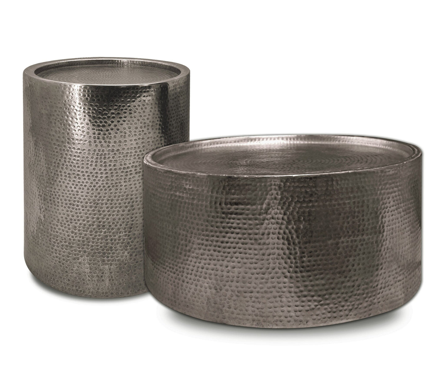 Sigurd Hammered Drum End Table, Large, Antique Sli