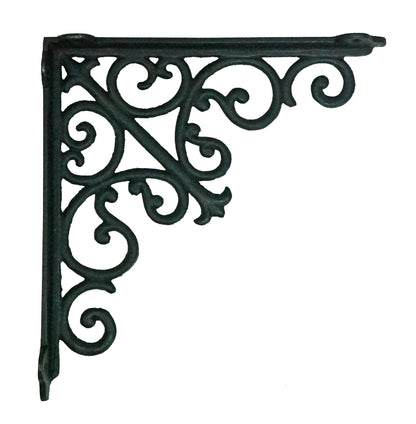 Support d'étagère noir antique victorien, supports d'étagère en fonte à montage mural, supports robustes pour étagères, moyen 10,6 x 1,96 x 10,6 pouces, noir