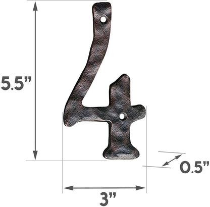 Cast iron number 4, 5.5 in (JS-RUSTICNUMBER-4)