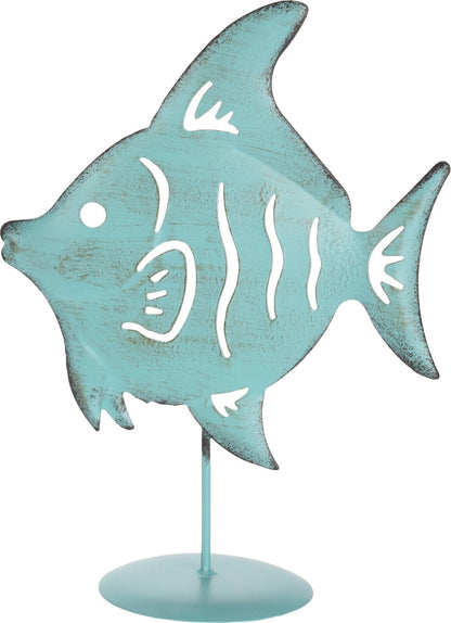 Déco Poisson Sur Socle 4Ass Métal, Métal