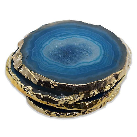 "Dessous de Verre Aqua Blue Agate, 4.5X4.5 in, Résine"