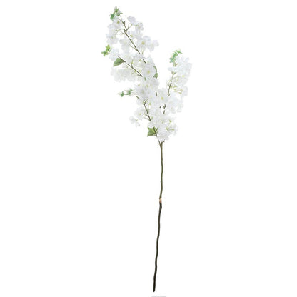 Tige de fleur de cerisier artificielle de 40 po, blanche