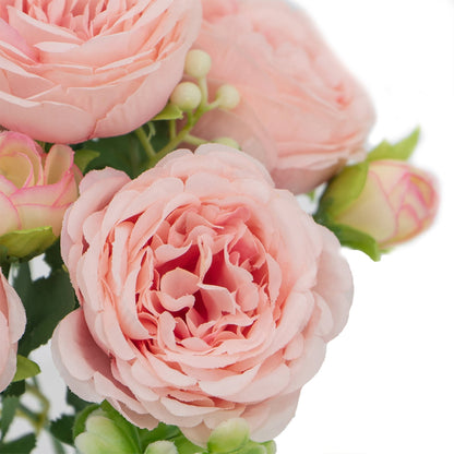 "Arbuste de Camélia Artificiel Rose Pâle, 5pcs"