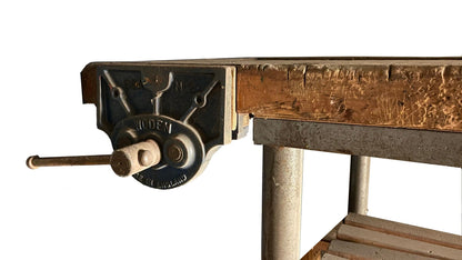 Ancien établi d'origine avec base en métal