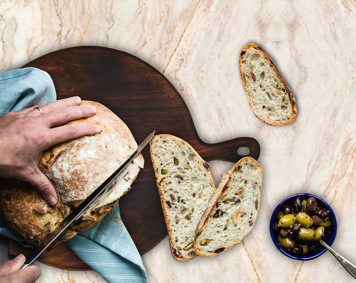 "Planche à découper circulaire en bois, sans danger pour les aliments"