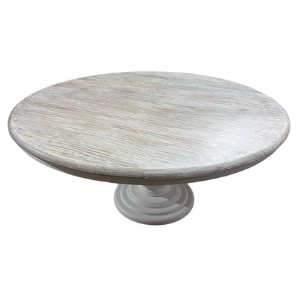 Wooden Pedestal Dining Table, Dia 60", White Base