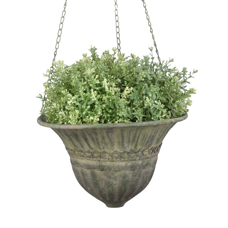 Aged Metal Green Hanging Basket S