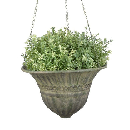 Aged Metal Green Hanging Basket S