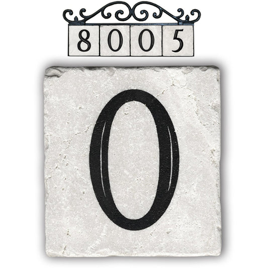 Numéro d'adresse de carreaux de marbre 0 pour plaque d'adresse extérieure, carreaux de numéro de maison, blanc,