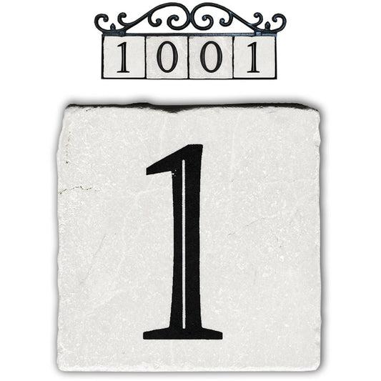 Numéro d'adresse de tuile de marbre pour la plaque d'adresse extérieure, signe de numéro de maison, tuile classique de numéro de maison, décor de mur, numéro 1, blanc,