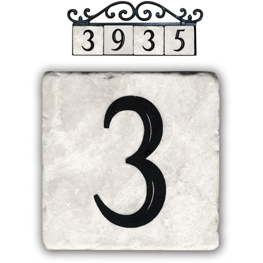 3,classic marble number tile