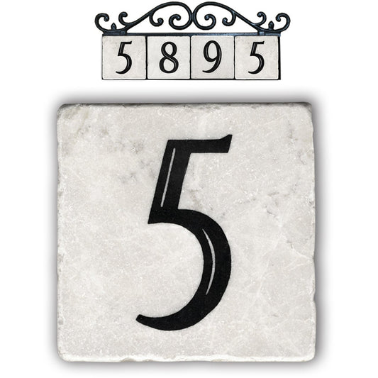 5,classic marble number tile