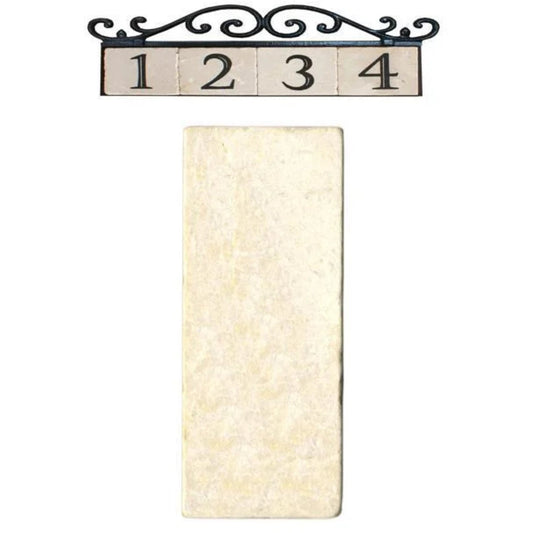 Embout de tuile de marbre vierge pour plaque d'adresse extérieure, signe de numéro de maison, tuile de numéro de maison classique, décoration murale, blanc,