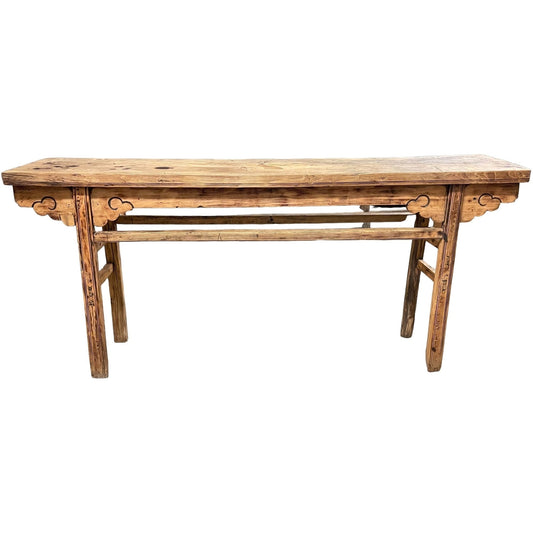 Long Vintage Console Table With Carved Cloud Spandrels