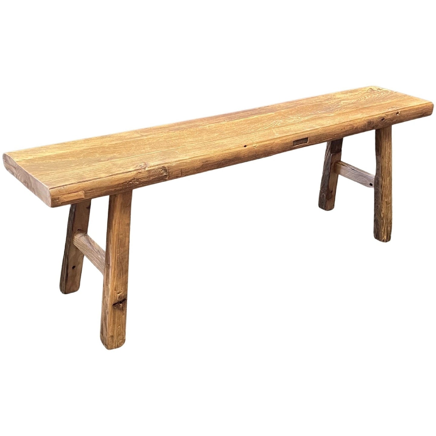 Wooden Bench 59 in, Natural Recyled Elmwood